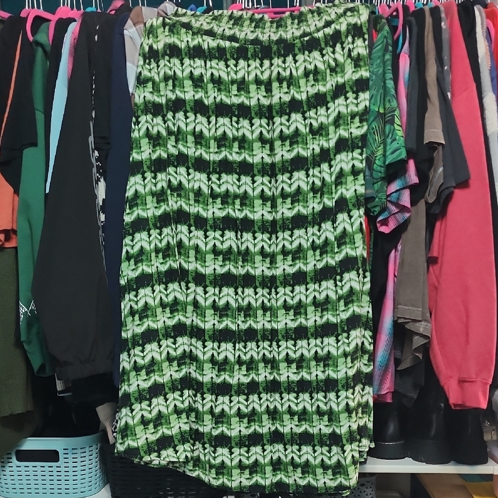 Merona Green and Black Maxi Skirt